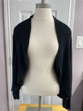 Chico's Black Open-Front Knit Shrug Cardigan Medium (Chico’s 1)
